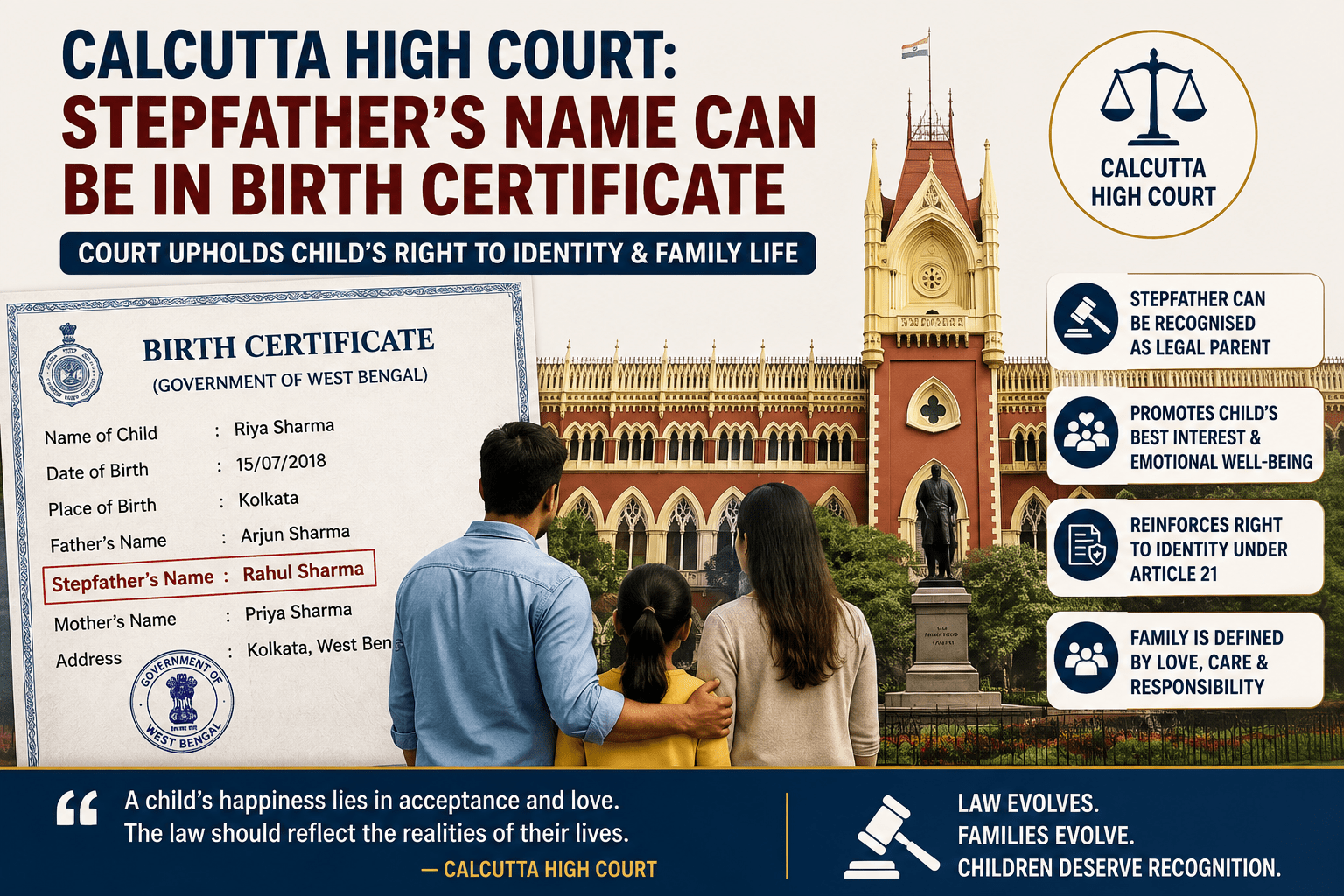 Calcutta HC Allows Stepfather's Name in Birth Certificate | The Legal Observer 2 Calcutta HC Allows Stepfather’s Name in Birth Certificate | The Legal Observer